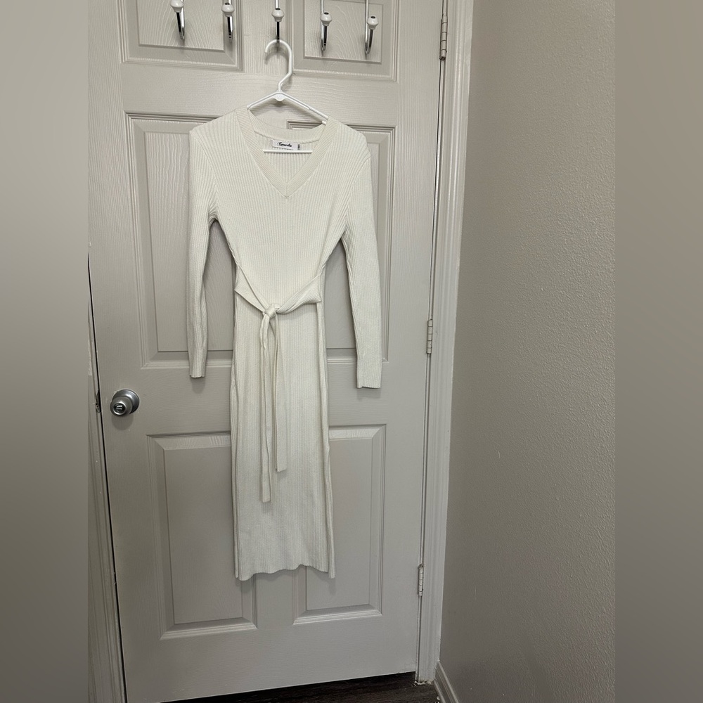 Cream sweater dress